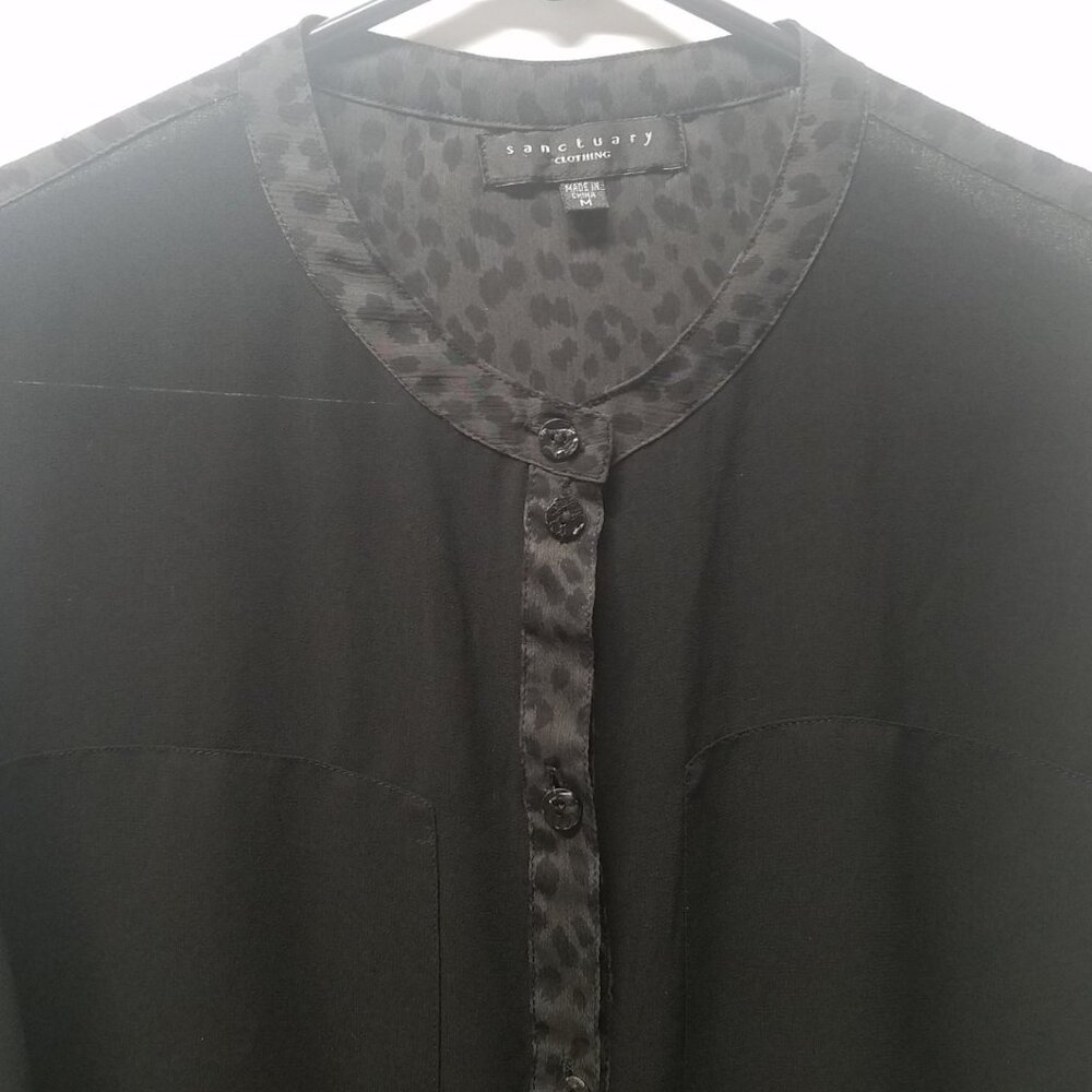 Sanctuary Sheer Black Button Down Blouse With Che… - image 7